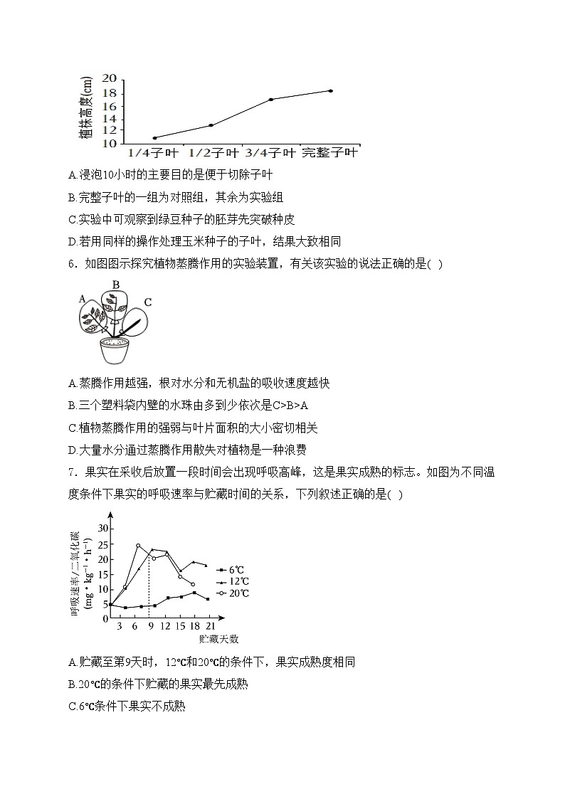 山东省日照市五莲县2023-2024学年八年级下学期期中考试生物试卷(含答案)第2页