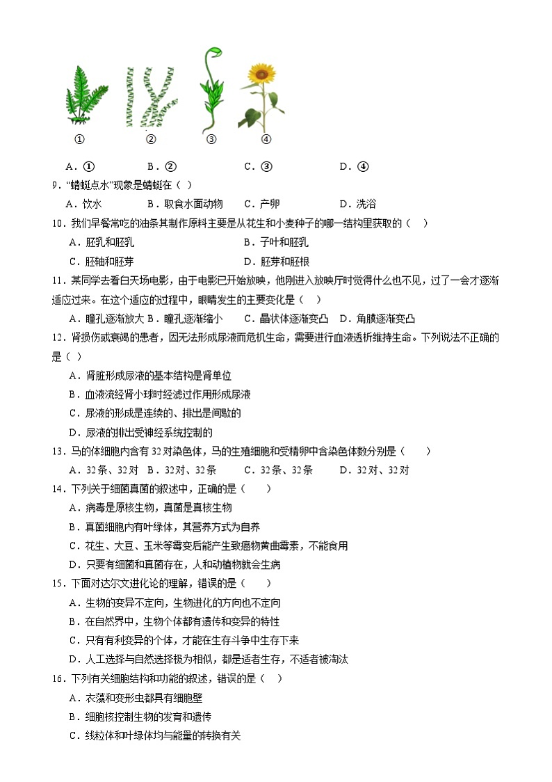 2024年中考生物考前预测之选择题(广东专用)(原卷版)第2页