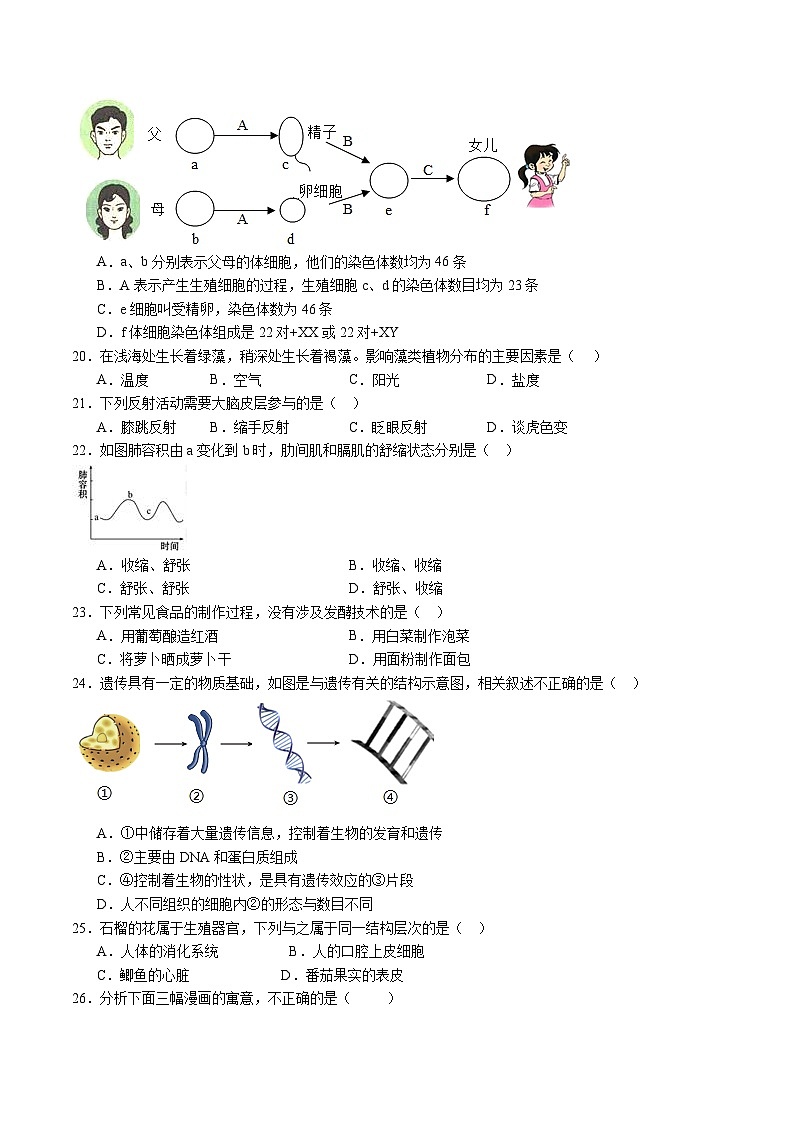 卷05-备战2024年中考生物全真模拟押题卷(南京卷)(试卷版+解析版)03