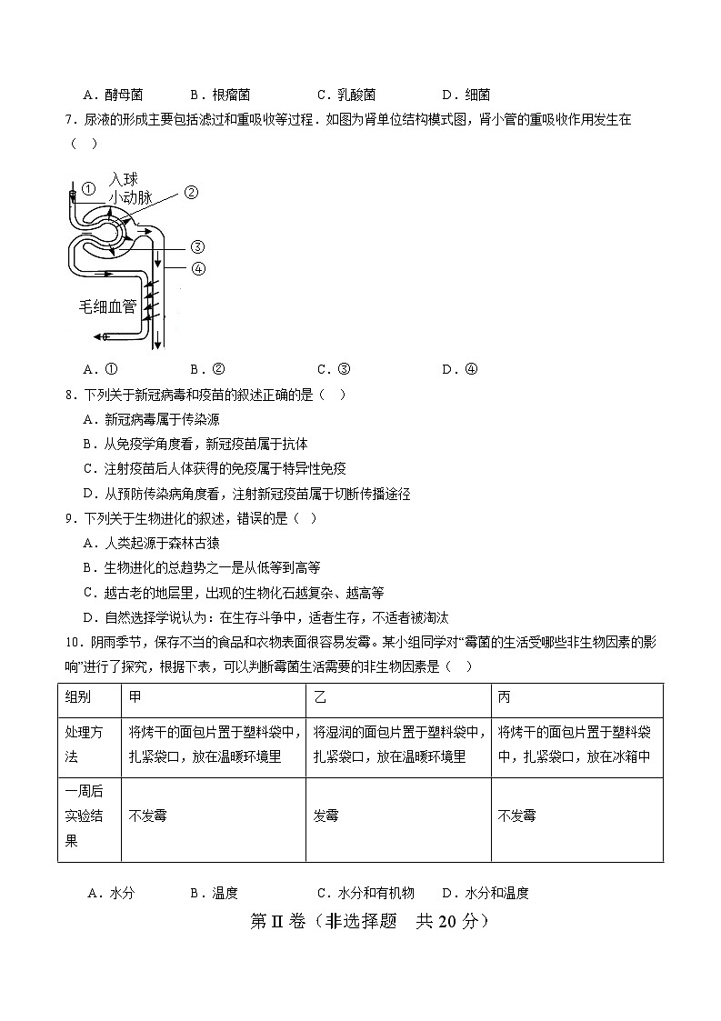 卷02-备战2024年中考生物全真模拟押题卷(徐州卷)(试卷版+解析版)02