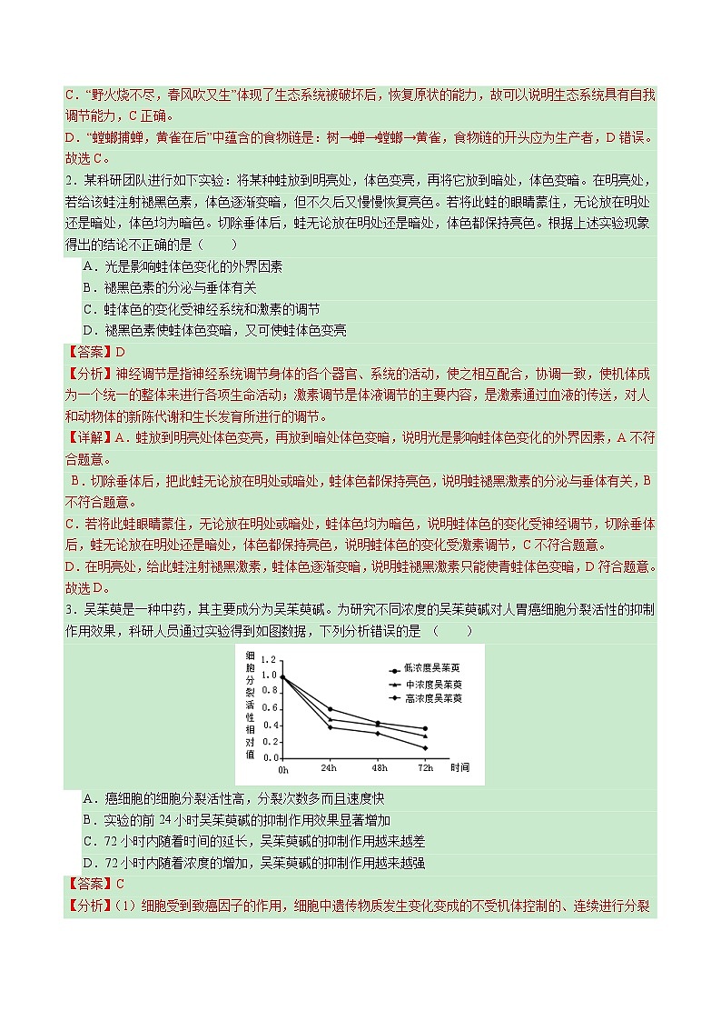 2024年中考生物第三次模拟考试(陕西卷)02