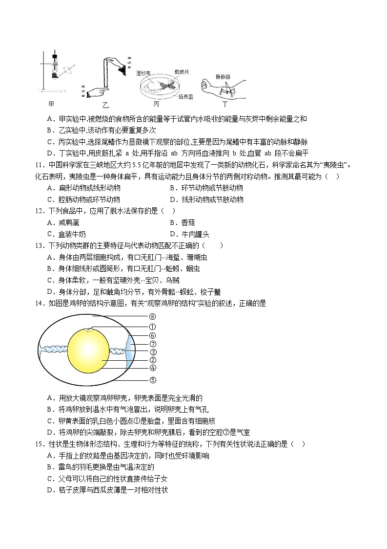 卷03-【临考满分】2024年中考生物临考满分卷(福建卷)(原卷版+解析版)03