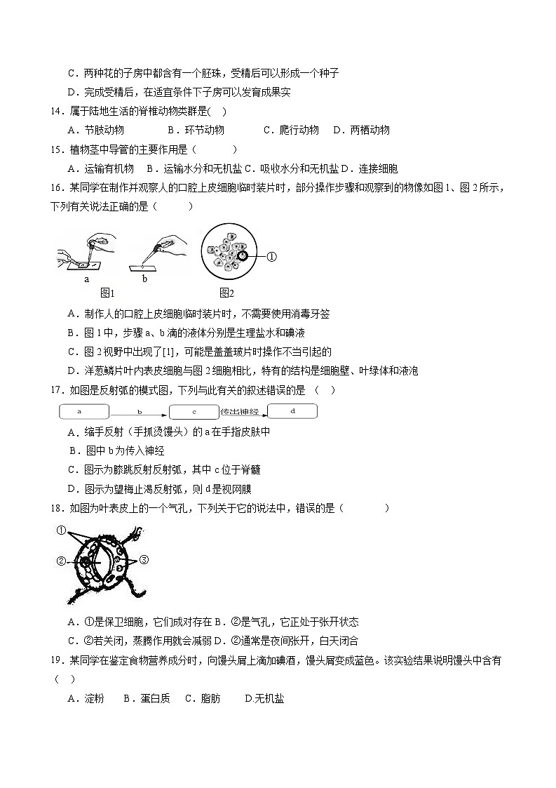 卷05-备战2024年中考生物全真模拟押题卷(陕西卷)(试卷版+解析版)03