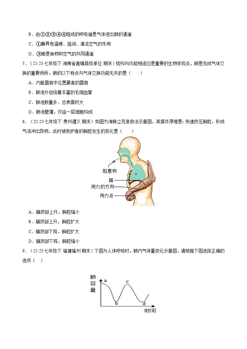 专题03 人体的呼吸(原卷版)第2页