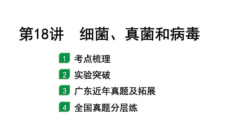 2024广东中考生物二轮中考考点研究 第18讲 细菌、真菌和病毒(课件)第1页