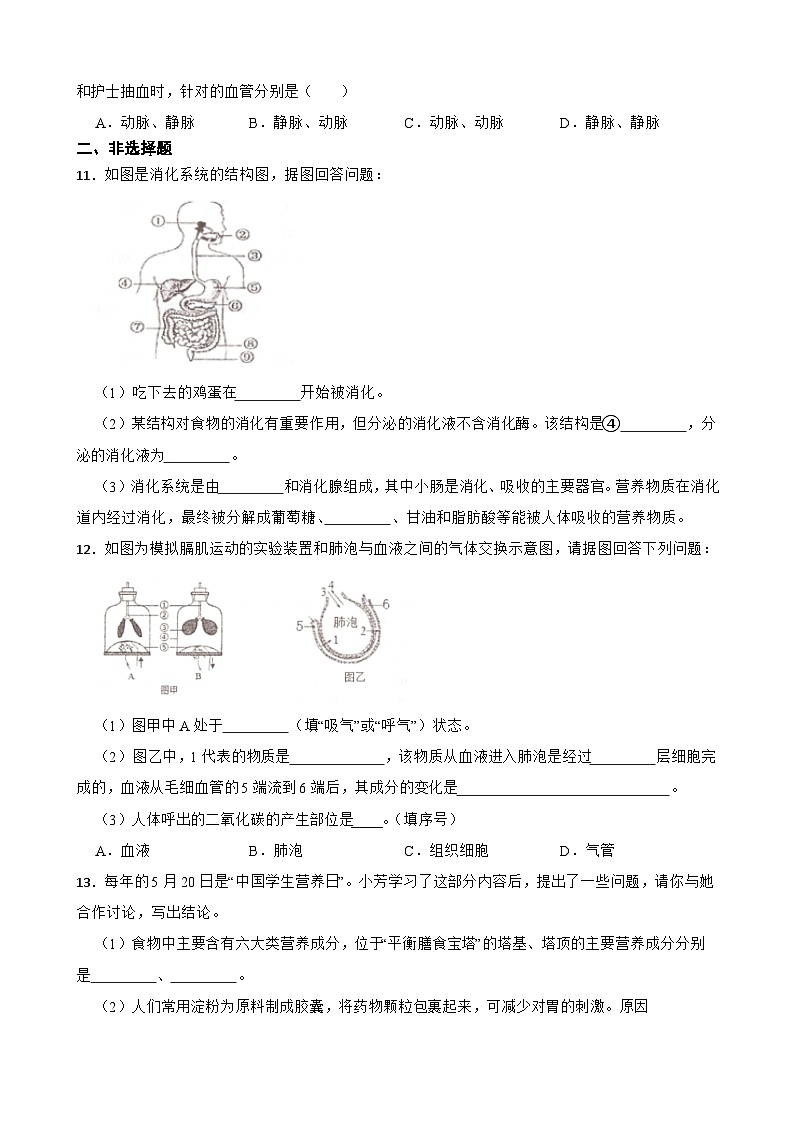安徽省池州市2023-2024学年七年级下学期4月期中生物试卷++第2页