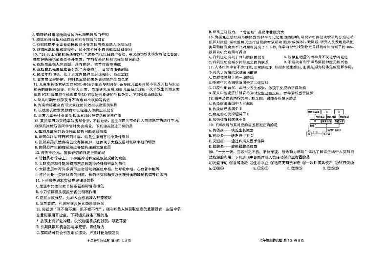 山东省潍坊市昌乐县2023-2024学年七年级下学期7月期末生物试题第2页