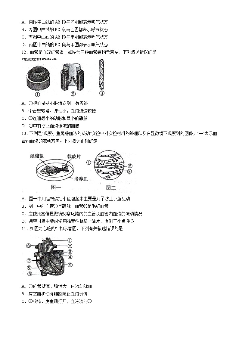 河北省沧州市2023-2024学年七年级下学期期末教学质量评估生物试题第3页