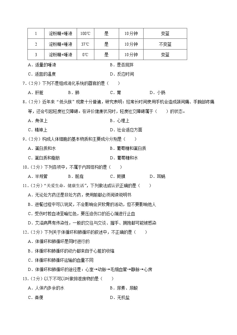 2022-2023学年河南省安阳市林州市七年级(下)期末生物试卷第2页