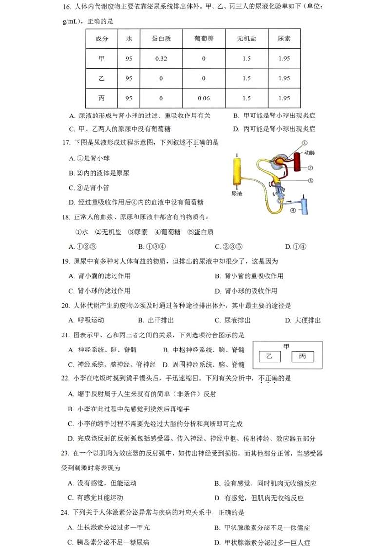 广东省梅州市大埔县2023-2024学年七年级下学期7月期末生物试题第2页