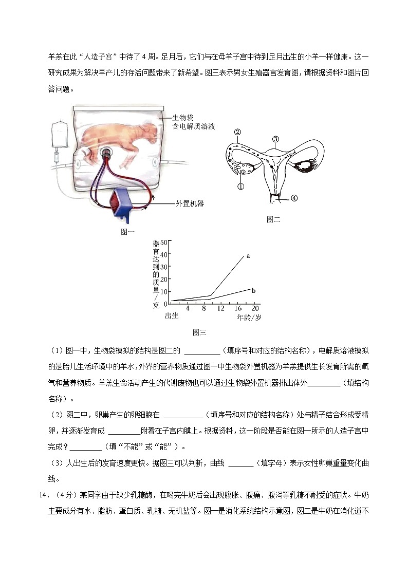 2023-2024学年辽宁省沈阳市沈河区七年级(下)期末生物试卷03