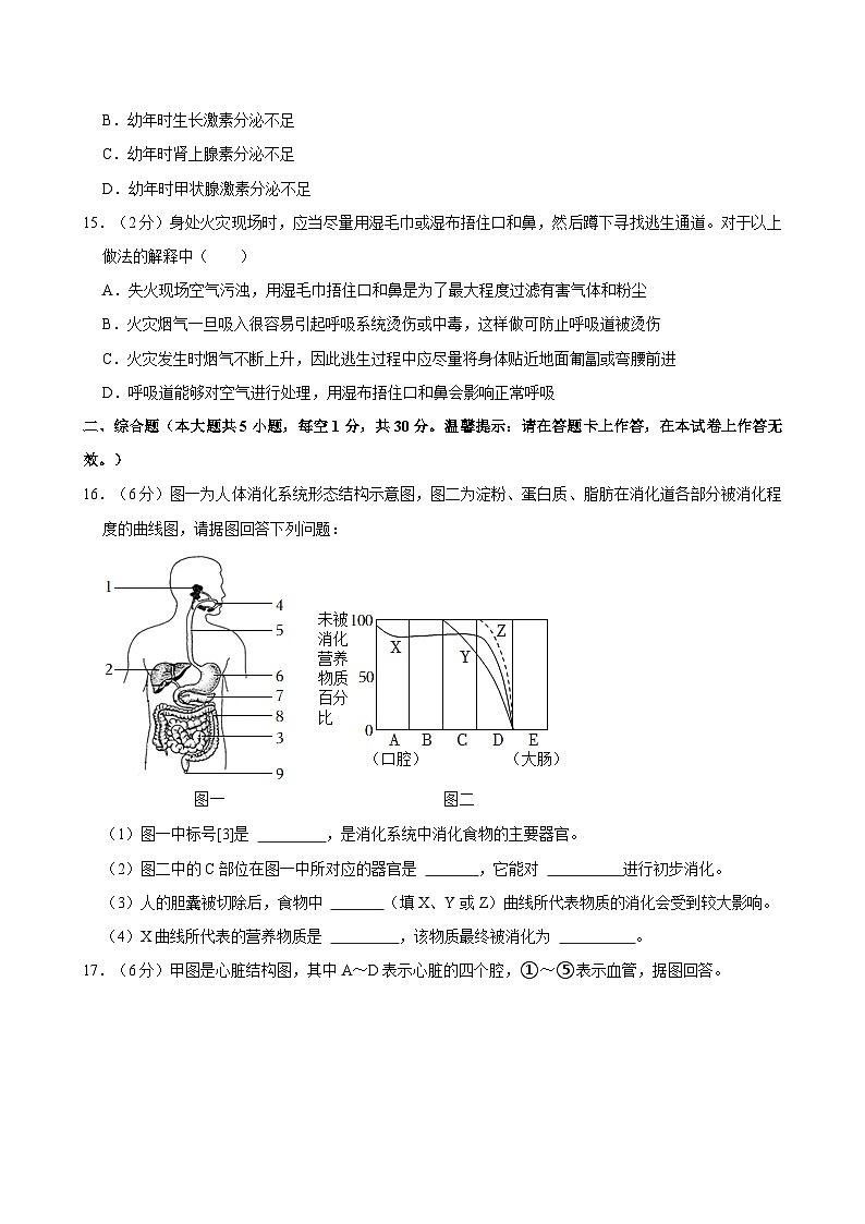 2023-2024学年广西南宁市宾阳县七年级(下)期末生物试卷第3页