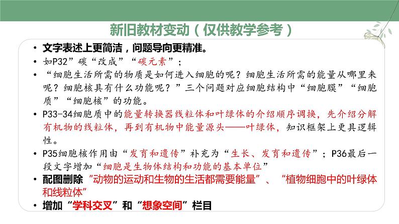 【人教版】七上生物 1.2.4 细胞的生活(课件+练习)03