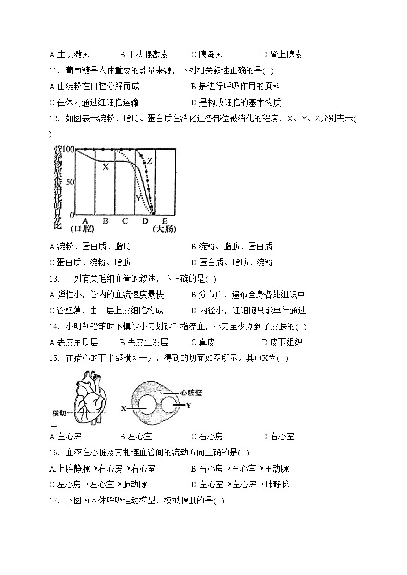 福建省泉州市南安市2023-2024学年七年级下学期7月期末考试生物试卷(含答案)第2页