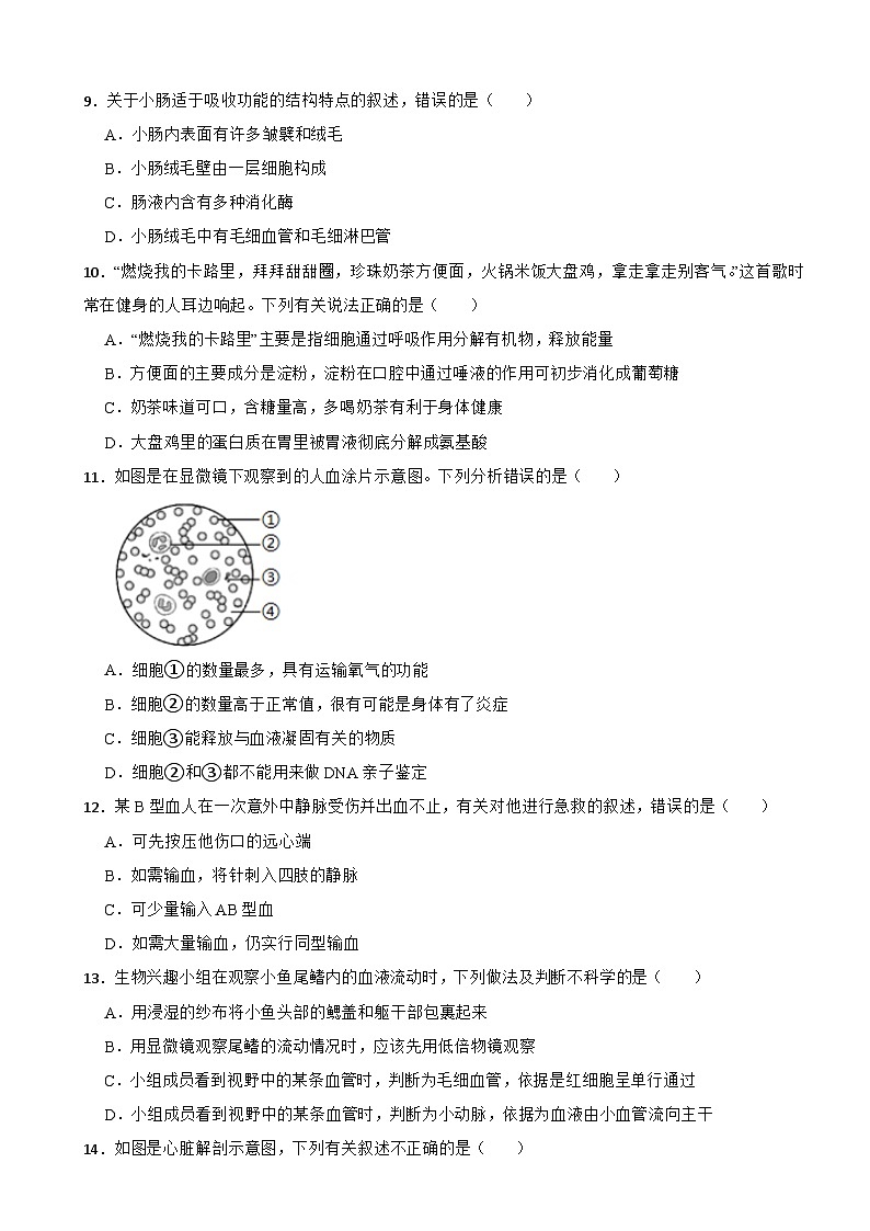 河北省保定市2024年七年級(jí)上冊(cè)生物開學(xué)試卷附答案第3頁(yè)