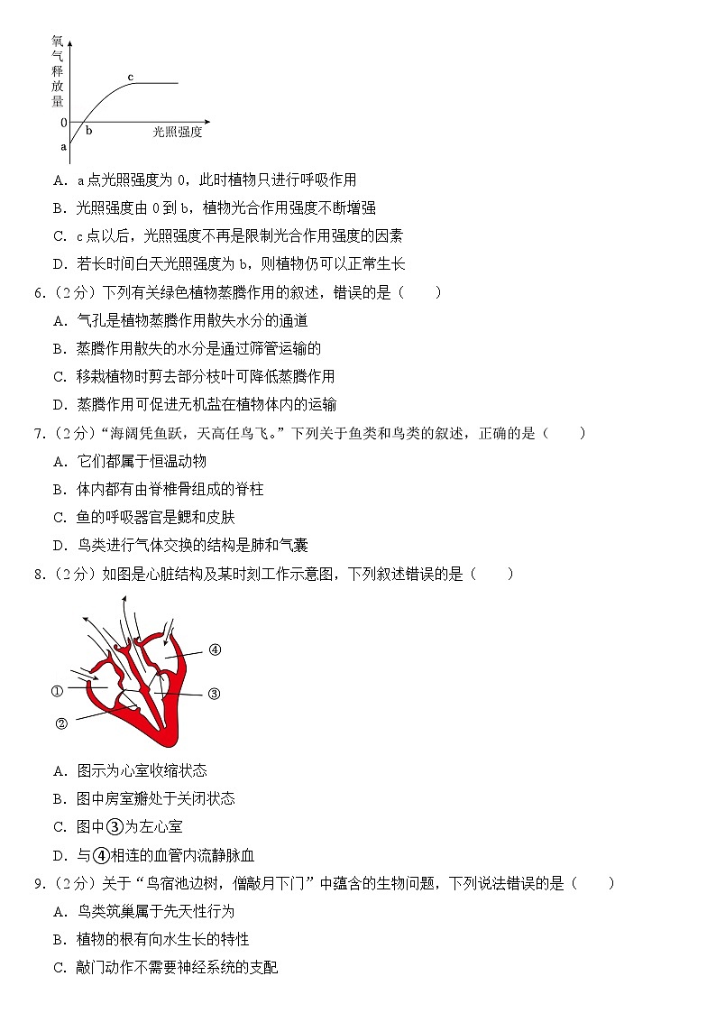 2024年山东省枣庄市中考生物试卷附答案02