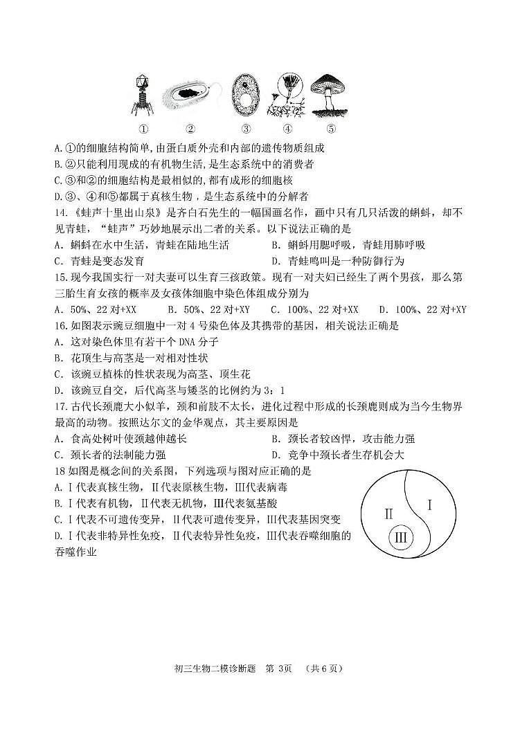 (教研室提供)2024年山东省淄博市高青县中考二模生物试题第3页