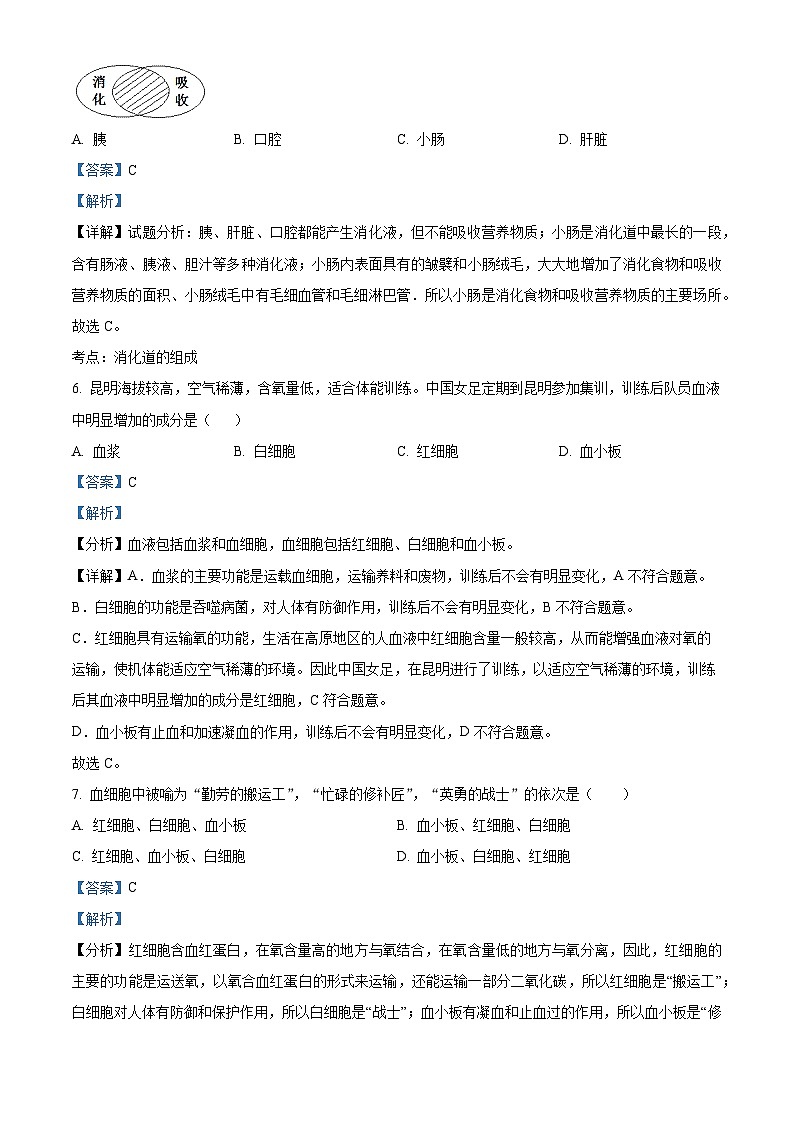 广东省惠州市惠阳区2023-2024学年七年级下学期期末生物学试题(解析版)第3页