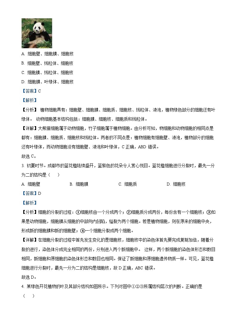 2024年四川省成都市中考生物试题(2份打包,原卷版+解析版)02
