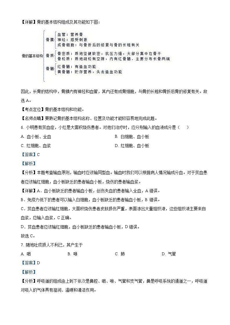 辽宁省朝阳市北票市2023-2024学年七年级下学期期末生物试题(解析版)第3页