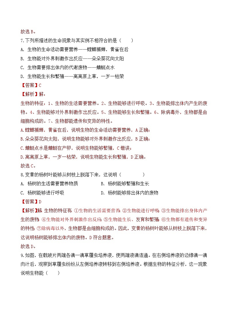 【核心素养】人教版生物七年级上册 1.1.2 生物的特征(教学课件+同步教案+同步练习)03