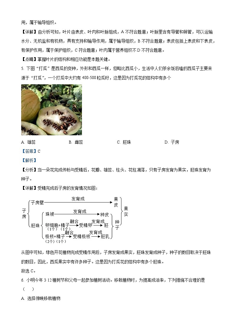 四川省宜宾市兴文县2023-2024学年八年级下学期期中生物学试题(解析版)第3页