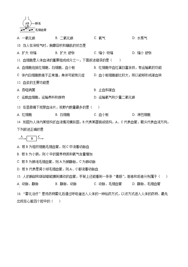 广东省河源地区2023-2024学年七年级下学期期末生物试题(原卷版+解析版)03
