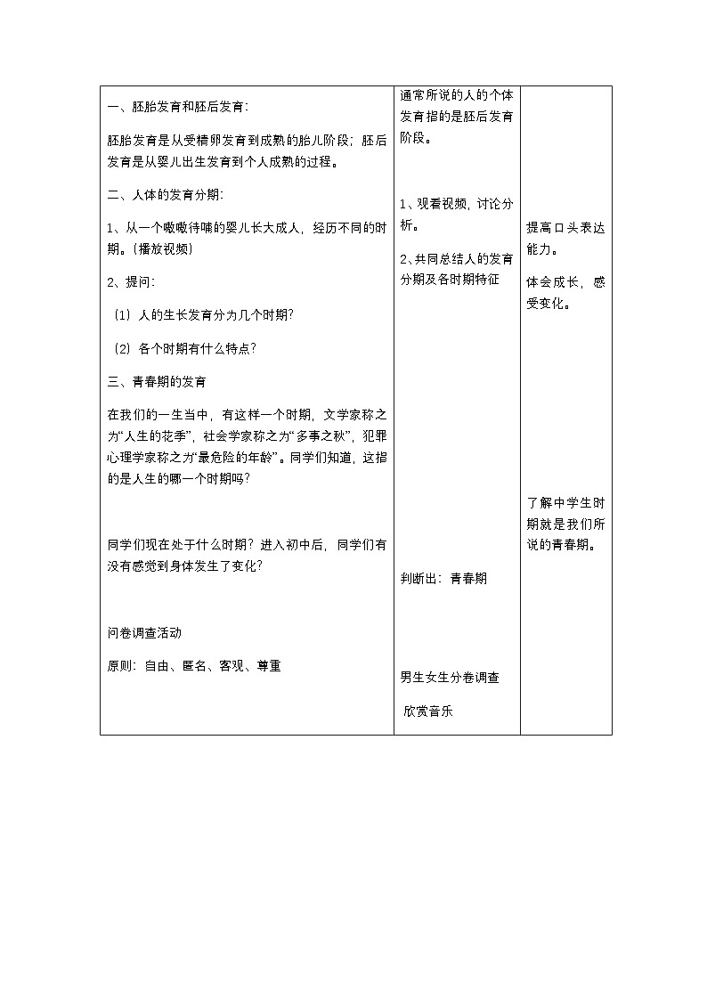 苏科版生物八年级上册7.21.2人的个体发育教案02