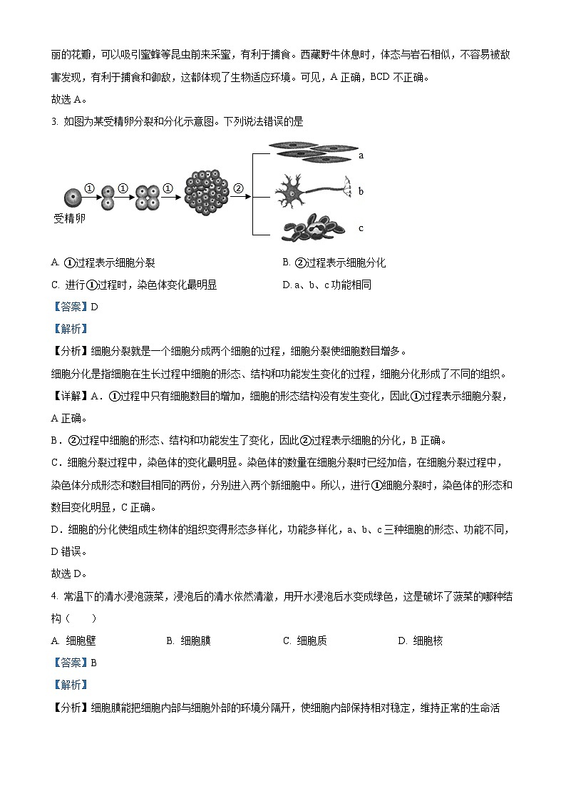 2024年辽宁省沈阳市和平区中考一模生物学试题(解析版)02