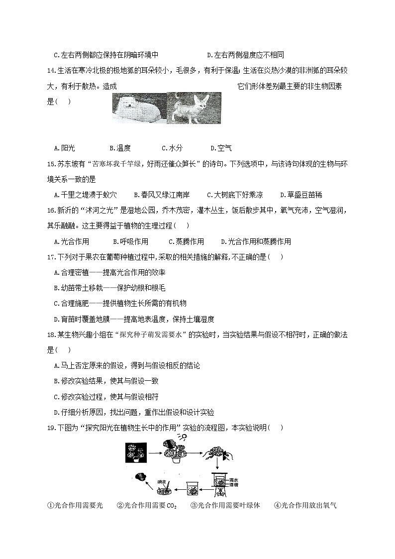江苏省新沂市2023—2024学年七年级上学期期中抽测生物试题03
