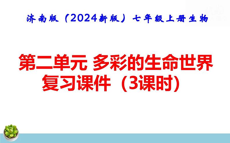济南版(2024新版)七年级上册生物第二单元 多彩的生命世界 复习课件(3课时)第1页