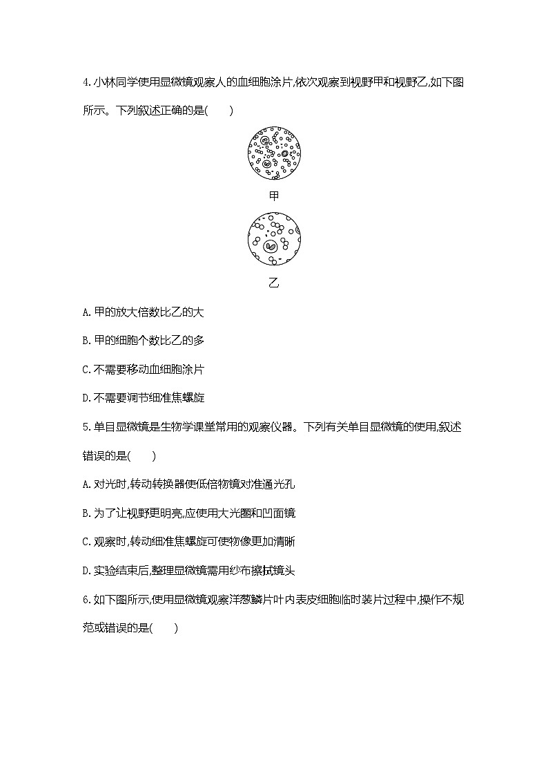 人教版(2024新版)七年级上册生物期中复习综合模拟测试卷(含答案)第2页