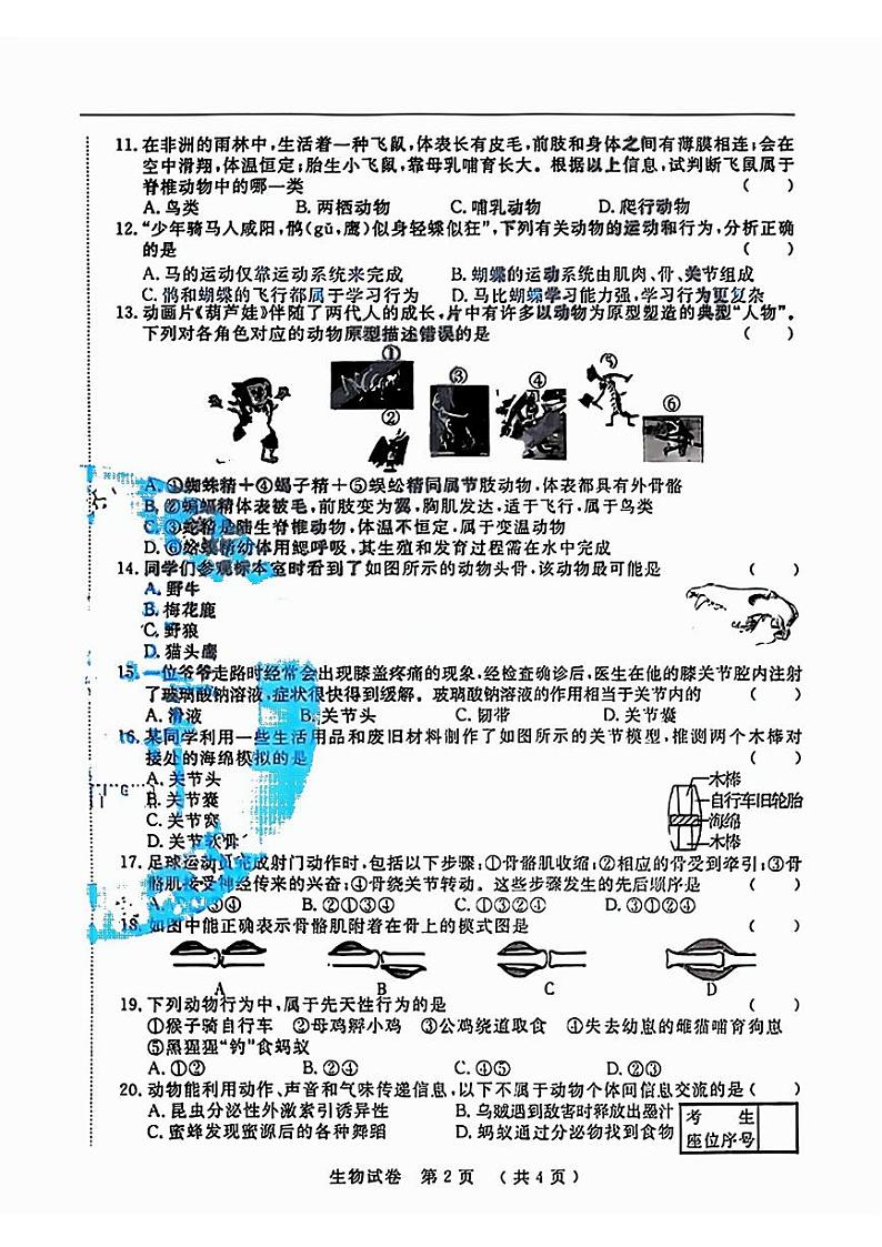 吉林省长春市九台区多校2024-2025学年八年级上学期期中生物试题第2页