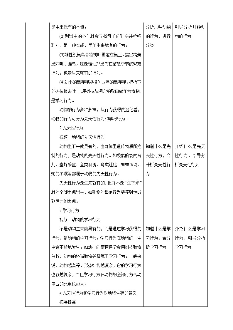 【新课标】冀少版生物八上4.2.3《先天性行为和学习行为》 课件+教案+学案02