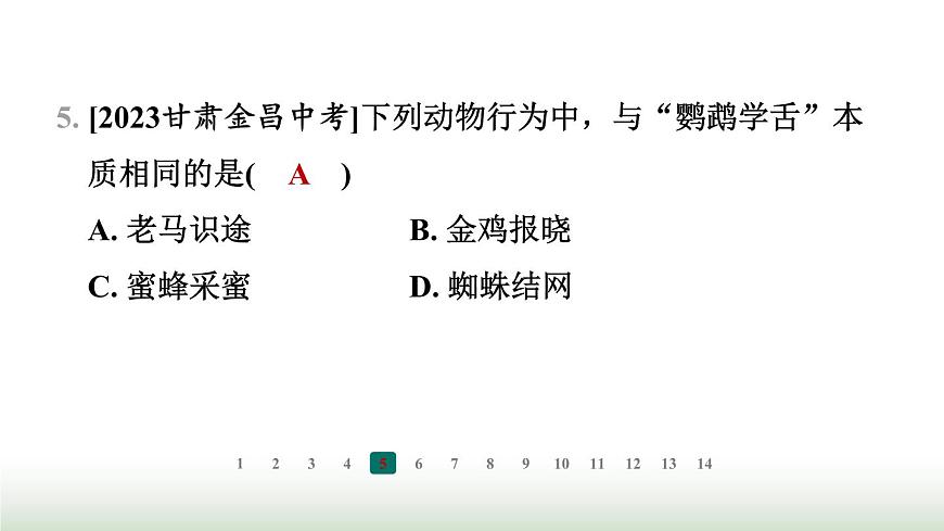冀少版八年級(jí)生物上冊(cè)專項(xiàng)突破4動(dòng)物的運(yùn)動(dòng)與行為課件第7頁(yè)