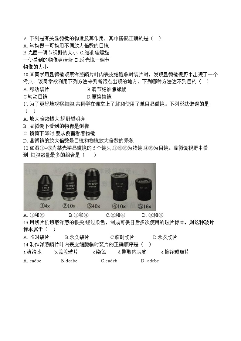 云南省景洪市三校联考2024-2025学年七年级上学期10月期中生物试题第2页