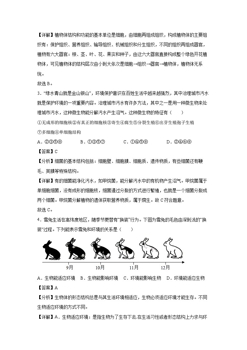吉林省2024年中考生物临考满分模拟卷08生物试卷(解析版)第3页