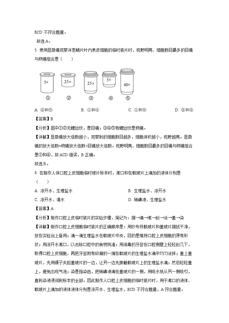 云南省文山州文山市2023-2024学年上学期期末七年级生物试卷(解析版)第3页