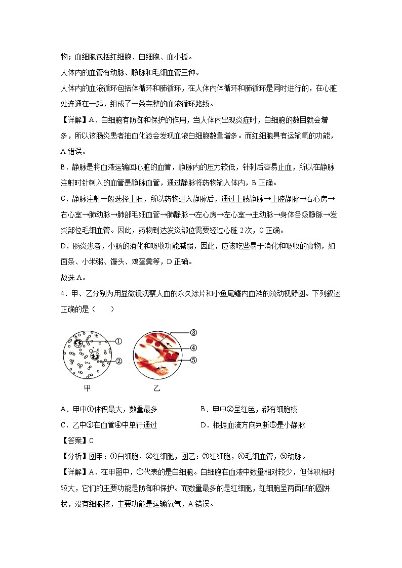 江苏省八年级上学期期中模拟卷苏科版生物试卷(解析版)第3页
