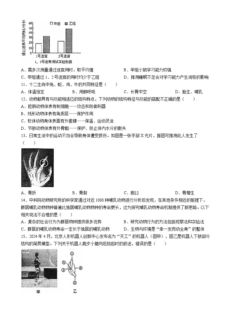 山東省煙臺市蓬萊區(qū)（五四制）2024-2025學(xué)年八年級上學(xué)期期中生物試題第3頁