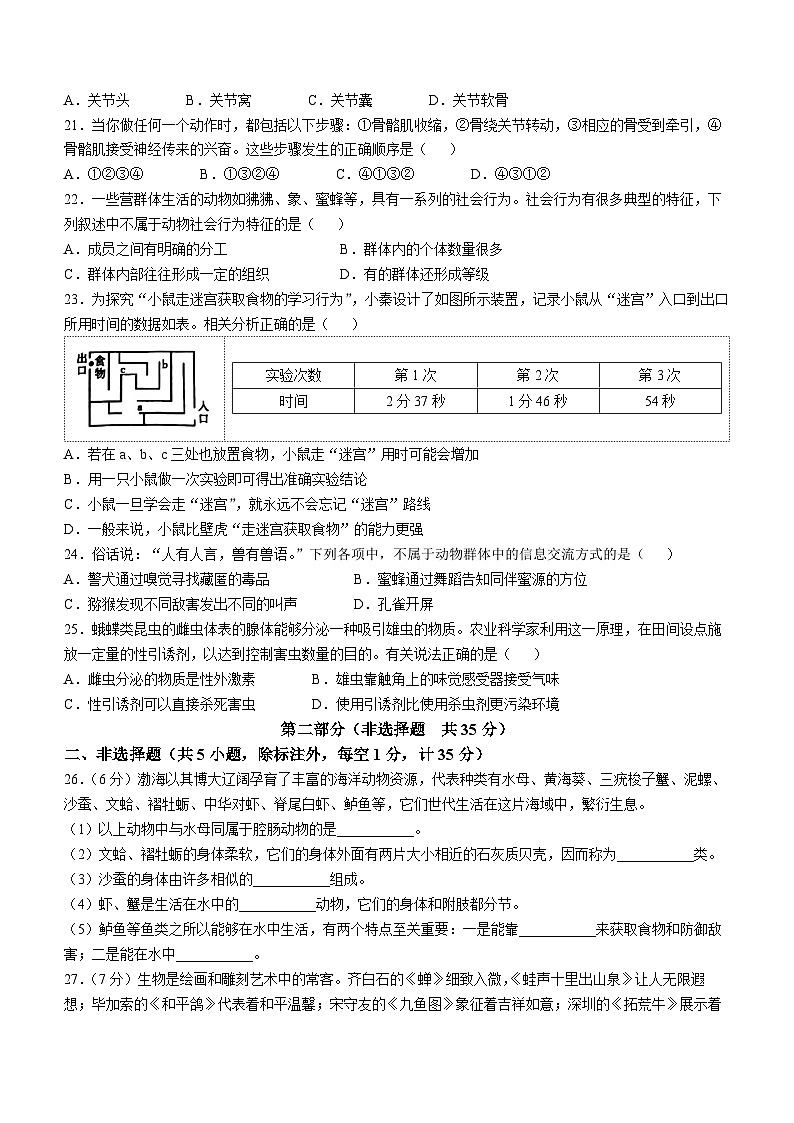 陕西省西安市西咸新区2024-2025学年八年级上学期期中生物学试题03