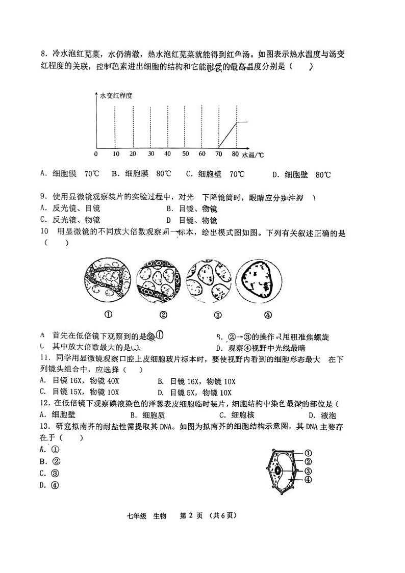 广东省汕头市金平区私立广厦学校2024-2025学年七年级上学期期中考试生物试题第2页