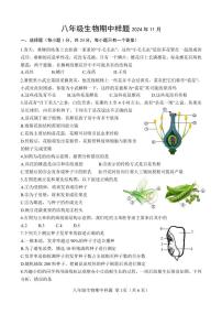 山东省菏泽市定陶区2024-2025学年八年级上学期期中考试生物试题