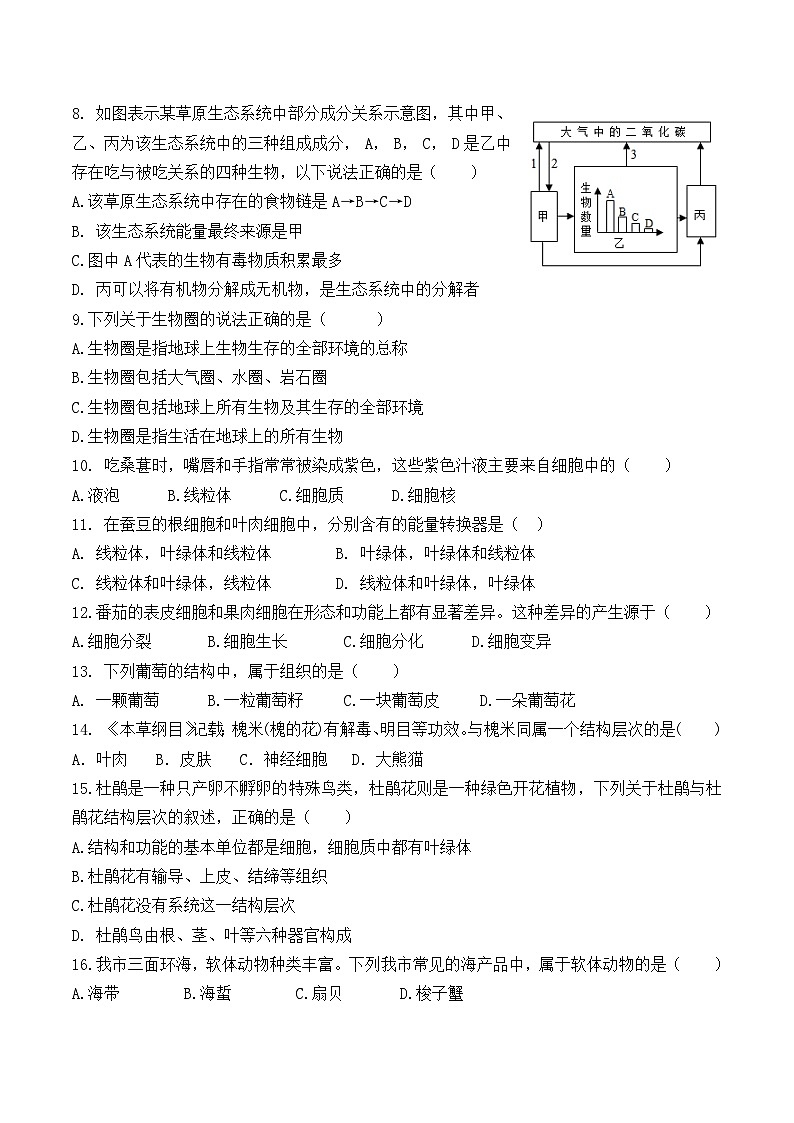 山东省威海荣成市16校联盟(五四制)2024-2025学年八年级上学期期中考试生物试题第2页