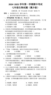 河北省沧州市第十三中学2024-2025学年七年级上学期期中考试生物试卷