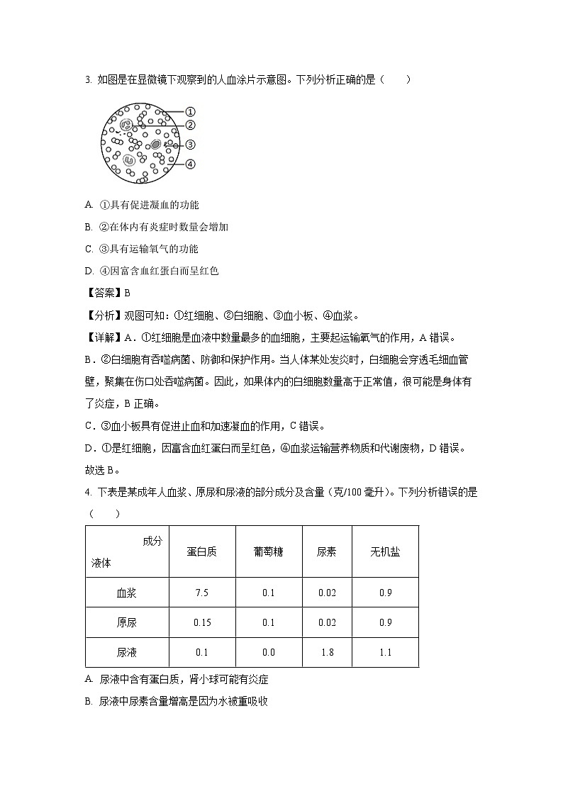 江苏省泰州市兴化市2023-2024学年八年级上学期期末生物试卷第2页