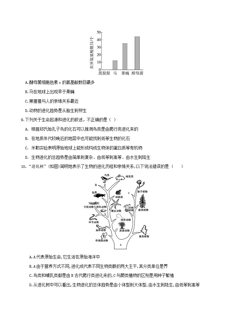 (通用版)中考生物一轮复习考点练习专题22 生命的起源和生物的进化(练习)(原卷版)第3页