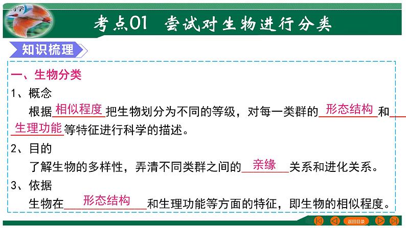 2025年中考生物一轮复习考点练习课件 专题19 生物的多样性及其保护第4页