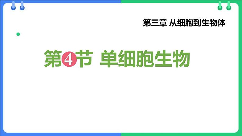 人教版(2024)七年级生物上册第一单元3.4单细胞生物课件01