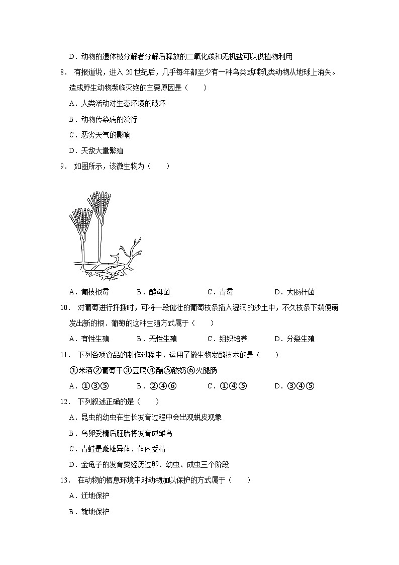 八年级生物期中测试第2页